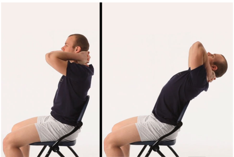 Man doing middle back stretch
